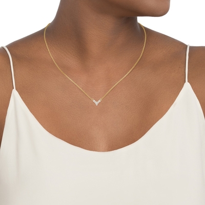 18K vàng mạ V hình trang sức cho phụ nữ 925 Sterling bạc vòng cổ
