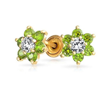 Hoa Amethyst CZ Ngôi đá sinh nhật bé gái 925 Sterling Silver Screw Back Stud Bàn tai