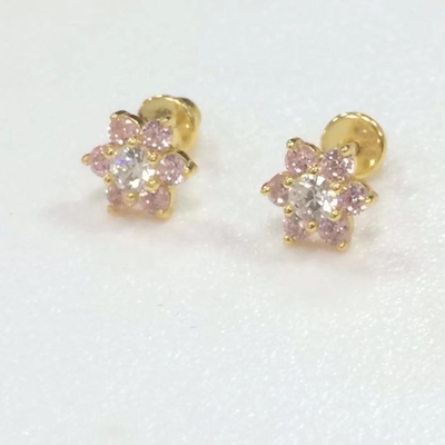 Hoa Amethyst CZ Ngôi đá sinh nhật bé gái 925 Sterling Silver Screw Back Stud Bàn tai