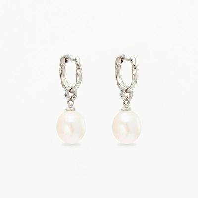 925 bạc Huggie Pearl Drop Bàn tai ZIRCON Huggie Bàn tai với Pearl Drop