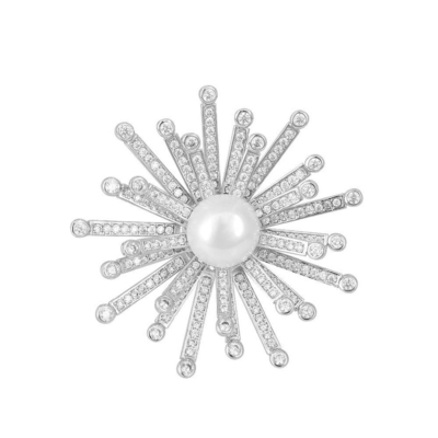 Snowflower White Pearl và White CZ Bơm thời trang thủ công cho phụ nữ