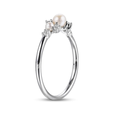 Vàng CZ Đặt chồng 925 Sterling bạc nhẫn kích thước 3-10 Pearl nhẫn đính hôn