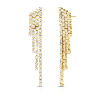 18K vàng mạ kim cục khối Zircon Tassel Bông tai