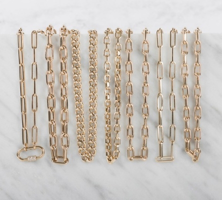 18K vàng bọc lớn clip giấy 925 Sterling bạc hình bầu dục chuỗi vòng cổ với OEM