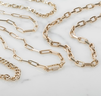 18K vàng bọc lớn clip giấy 925 Sterling bạc hình bầu dục chuỗi vòng cổ với OEM
