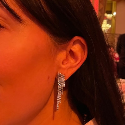 18K vàng mạ kim cục khối Zircon Tassel Bông tai