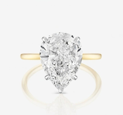 Base White Cubic Zircon Pear Cut Solitaire 925 Vòng cưới bạc