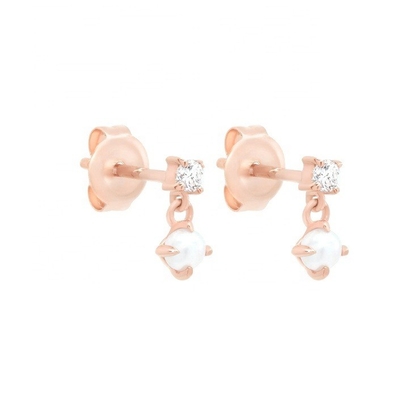 Mẹ của viên ngọc trai trắng 925 Sterling bạc giọt Mũi tai làm bằng tay của phụ nữ cho cô gái