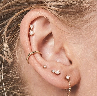 Mẹ của viên ngọc trai trắng 925 Sterling bạc giọt Mũi tai làm bằng tay của phụ nữ cho cô gái