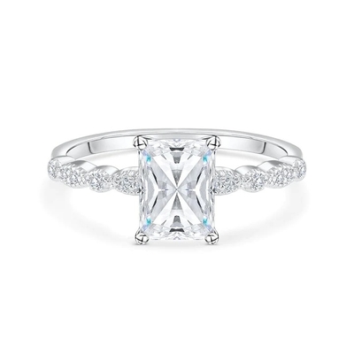 Vintage thủ công 18K vàng Baguette cắt đá nhẫn đính hôn phong cách cổ điển cho phụ nữ