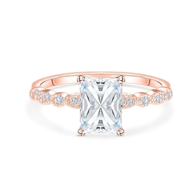 Vintage thủ công 18K vàng Baguette cắt đá nhẫn đính hôn phong cách cổ điển cho phụ nữ