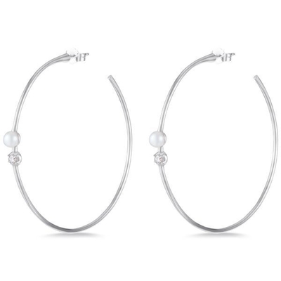 925 Sterling Silver Hoop Bàn tai 4mm-4.5mm Bàn tai ngọc trai nước ngọt