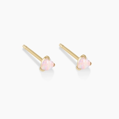 Đặt ngón tay Opal Heart Stud Bàn tai 925 Sterling bạc tinh tế 18K vàng mạ