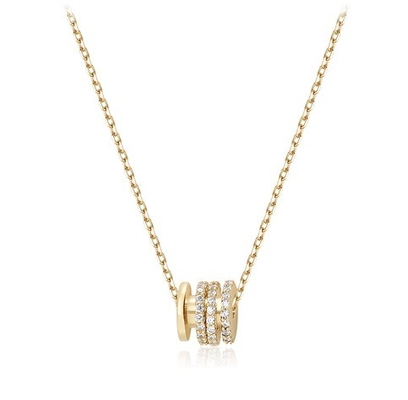 Micron Pave Cubic Zirconia Pendant 18K Gold Circle Necklaces cho phụ nữ