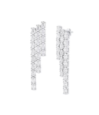 Vòng hình bầu dục quần vợt màu trắng hình khối vòng tai Zircon cho phụ nữ đồ trang sức sang trọng