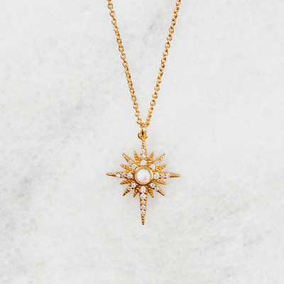 Opal vàng mạ Starburst dây chuyền cổ 925 Starburst dây chuyền bạc