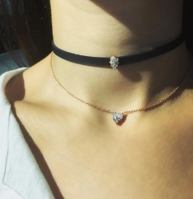 Trái tim Cubic Zircon 18K vàng bọc vòng cổ nữ