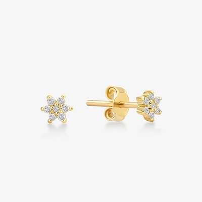 925 Sterling bạc thủ công 18K vàng bọc đơn giản là màu trắng CZ hoa tai âm tính