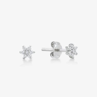 925 Sterling bạc thủ công 18K vàng bọc đơn giản là màu trắng CZ hoa tai âm tính