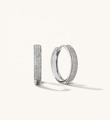 18K vàng mạ Micron Pave Huggies 925 Sterling bạc nữ bông tai