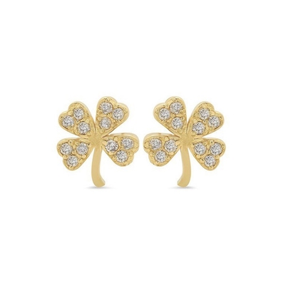 18K vàng bọc 925 Sterling bạc Clover Stud tai