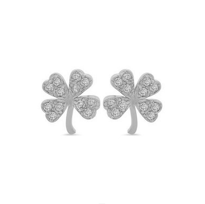 18K vàng bọc 925 Sterling bạc Clover Stud tai
