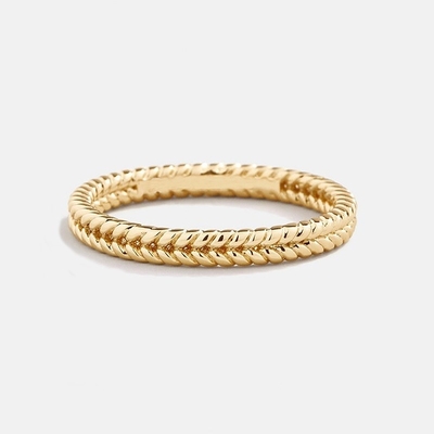 Vàng 18K vàng bọc 925 Sterling bạc lúa mì nhẫn cho phụ nữ