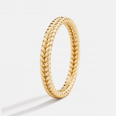 Vàng 18K vàng bọc 925 Sterling bạc lúa mì nhẫn cho phụ nữ
