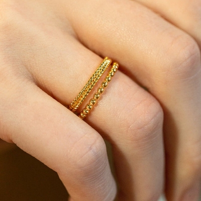 Vàng 18K vàng bọc 925 Sterling bạc lúa mì nhẫn cho phụ nữ