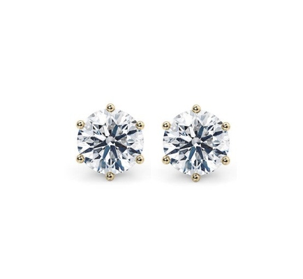 Sáu móng trắng CZ Stud tai 925 Sterling bạc 18K hình khối Zirconia Stud tai