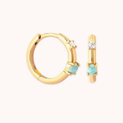 Mystic 18K vàng đệm Opal Hoops 925 Sterling bạc mới nhất Huggies tai nghe thời trang