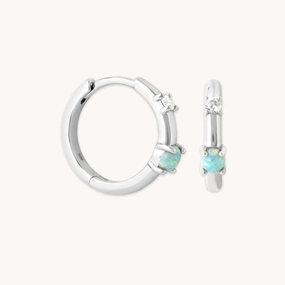 Mystic 18K vàng đệm Opal Hoops 925 Sterling bạc mới nhất Huggies tai nghe thời trang