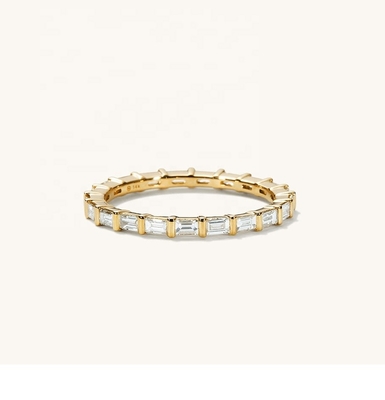 Nhẫn CZ màu trắng 925 Sterling Baguette bạc Eternity Band