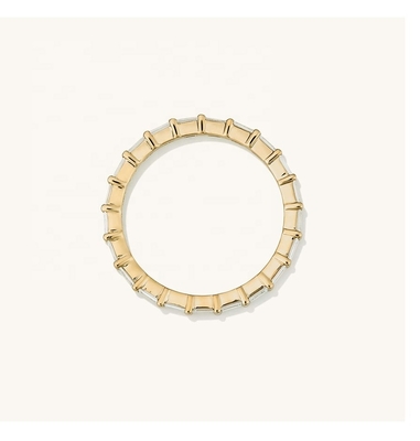 Nhẫn CZ màu trắng 925 Sterling Baguette bạc Eternity Band