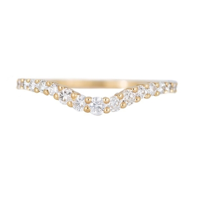 925 Sterling bạc cong kim cương CZ đính hôn Nhẫn đống dây chuyền cưới