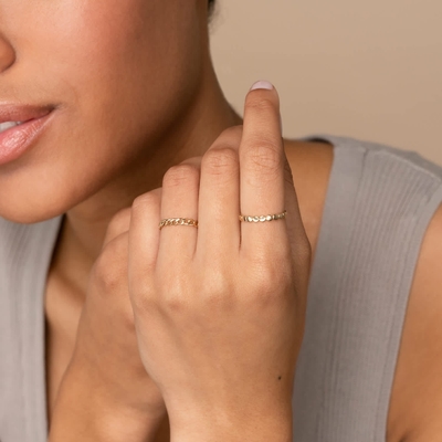 Đặt đống Dot Beaded 925 Sterling Silver Ring Hình dạng tùy chỉnh 925 Silver Ring