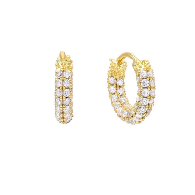 18K vàng hình khối Zirconia Hoop tai nghe ECO Friendly 925 Sterling bạc tai nghe