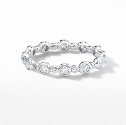Đồ cổ điển Zircon Eternity Band Vàng trang sức US Size 10 Clear CZ Ring