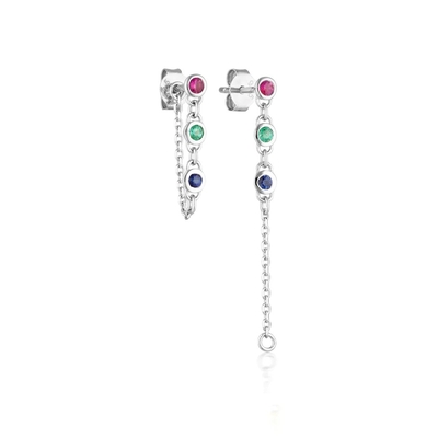 Drop Bezel White Diamond 925 Sterling Silver Chain Bàn tai thời trang