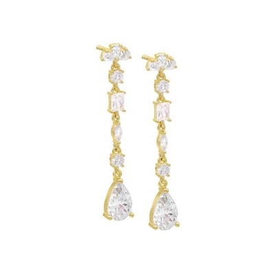 Lời truyền cảm hứng tôn giáo S925 Sterling Silver Gemstone Drop Earrings in 18K Gold Plating
