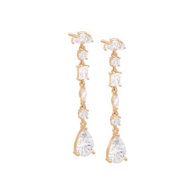 Lời truyền cảm hứng tôn giáo S925 Sterling Silver Gemstone Drop Earrings in 18K Gold Plating