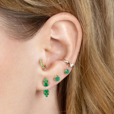 Bạch kim cúp Zircon Cluster Diamond Stud Jacket Băng tai 925 18K vàng mạ
