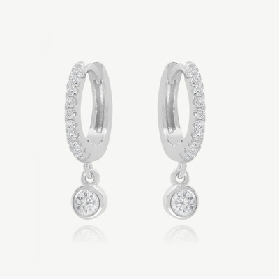 18K Vàng S925 Bạc Mini Huggies Đơn lẻ Bezel Stone Hoops Bắt tai cho phụ nữ