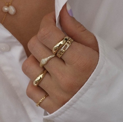 US5-US10 925 Sterling Silver Stackable Rings 18K vàng mạ