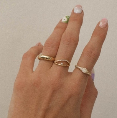 US5-US10 925 Sterling Silver Stackable Rings 18K vàng mạ