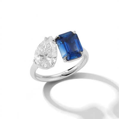 Đàn bà Đàn bà đồ trang sức Nhẫn mở có thể điều chỉnh với đá lớn trong 925 Sterling bạc