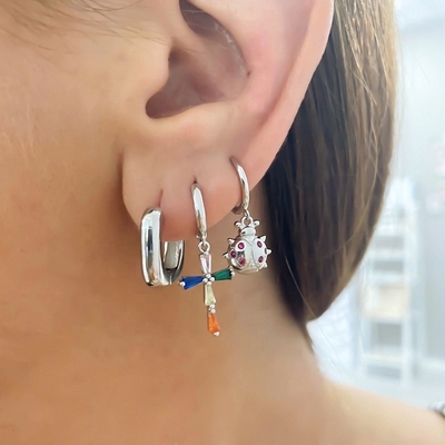 BÁO GÌ ĐÁO 18K Vàng Vàng Hoop Huggie Sterling bạc 925 đồ trang sức cho phụ nữ