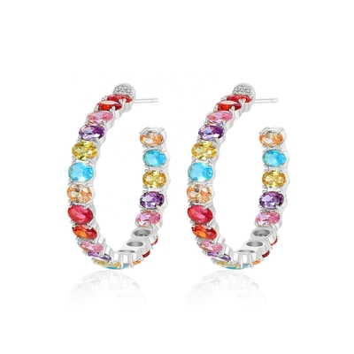 Vàng màu sắc 18K Brazil Hoop Bàn tai cắt bằng đồng hình bầu dục Bàn tai Hoop