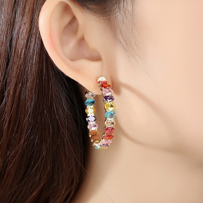 Vàng màu sắc 18K Brazil Hoop Bàn tai cắt bằng đồng hình bầu dục Bàn tai Hoop