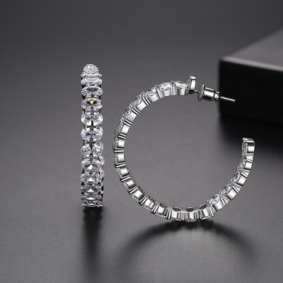 Vàng màu sắc 18K Brazil Hoop Bàn tai cắt bằng đồng hình bầu dục Bàn tai Hoop